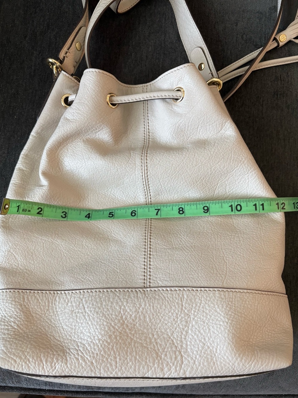 Lands' End Leather Cream Shoulder Bag - Picture 10 of 12
